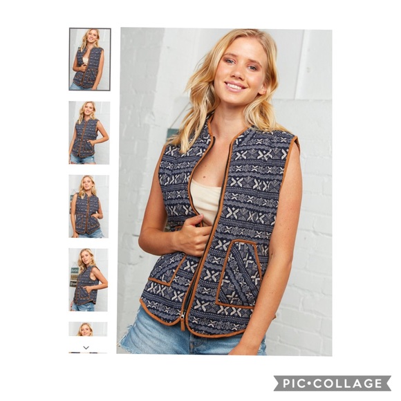 NAVY DESIGN PRINT SLEEVELESS VEST - Picture 2 of 2